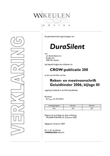 Certificaat DuraSilent®